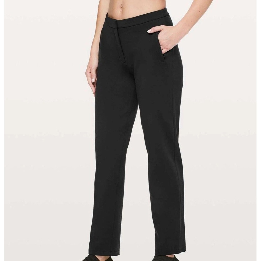 Lululemon Size 4 Black On The Move Ponte Pants Preppy Work Business EUC
